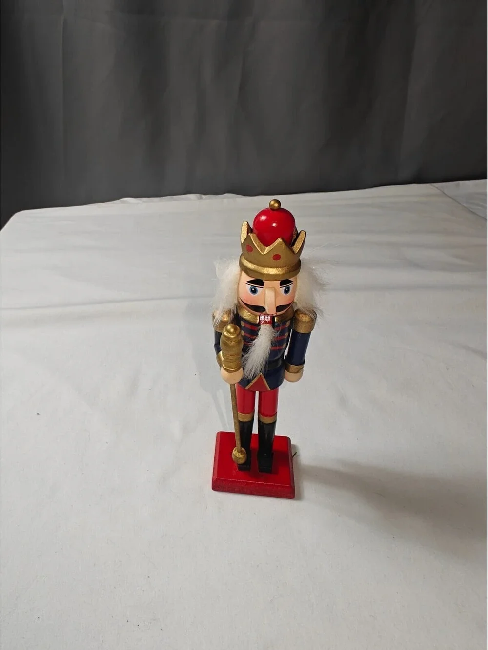 Wooden Christmas Nutcracker King Decoration with Blue Body